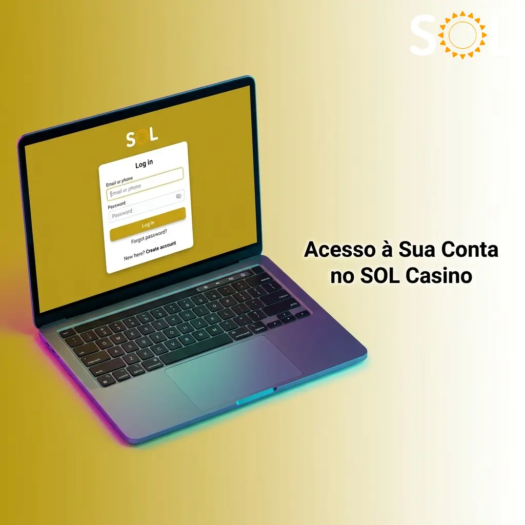Tela de login do SOL Casino com campos de e-mail e senha para acesso à conta do jogador