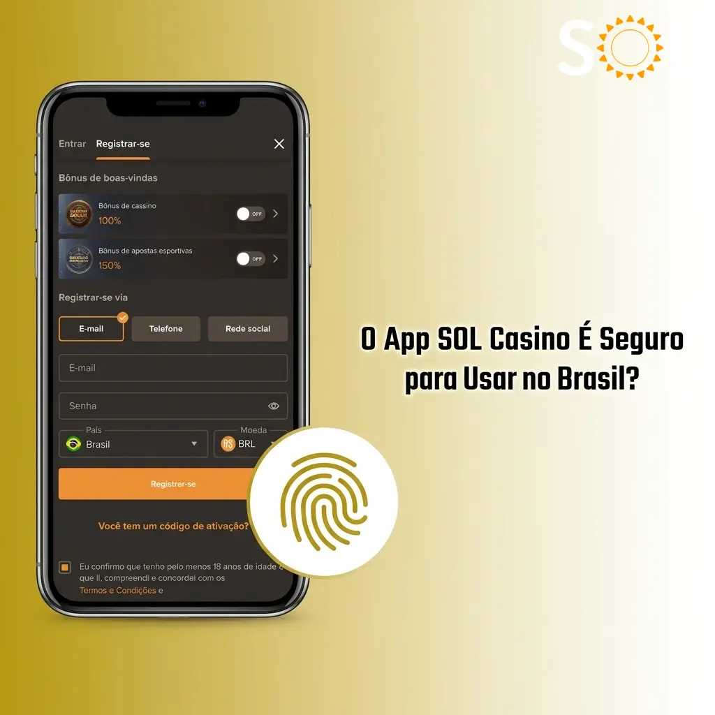 Aplicativo SOL Casino seguro no Brasil com criptografia SSL 128 bits protegendo dados e transações via PIX