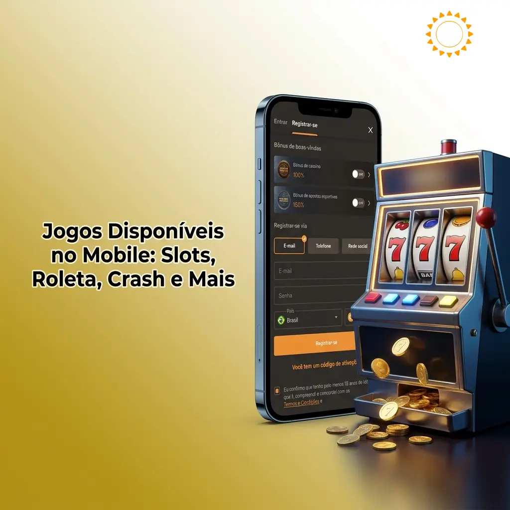 Catálogo mobile do SOL Casino com slots, roleta, crash e jogos ao vivo disponíveis 24h